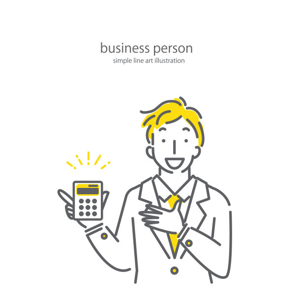 友好的商人，简约时尚的线条艺术，双色图片下载