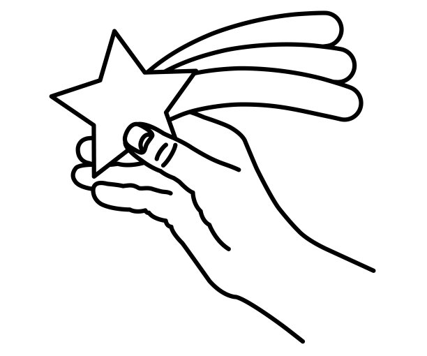 一只手拿着一颗流星的插图[黑白]图片下载