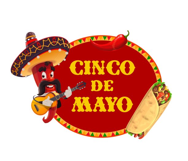 Cinco de Mayo矢量图标。墨西哥流浪辣椒图片下载