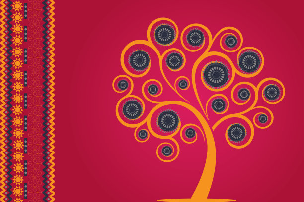 创意节日排灯节，迪瓦里和dipavali树和复杂的边界和曼荼罗，一个印度节日的背景模板。图片下载