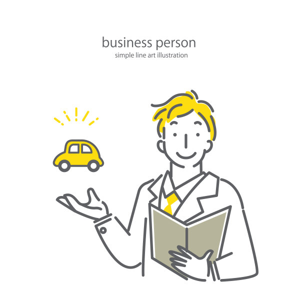 友好的商人，简约时尚的线条艺术，双色图片下载