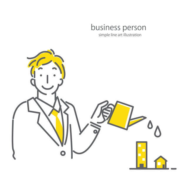 友好的商人，简约时尚的线条艺术，双色图片下载