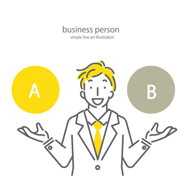 友好的商人，简约时尚的线条艺术，双色图片下载