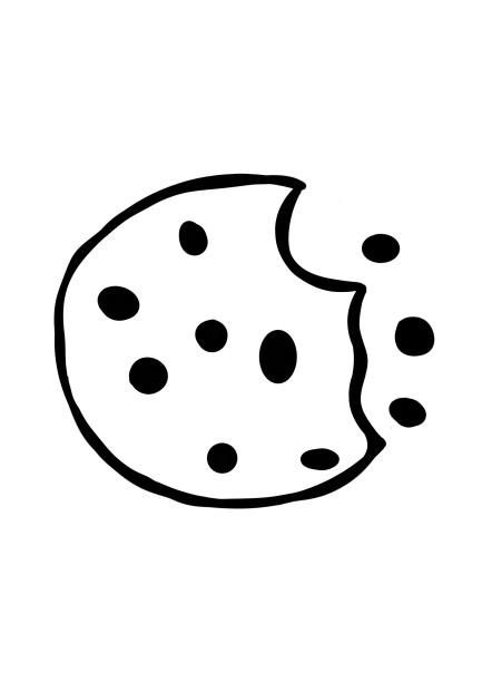 巧克力饼干咬了一口。自制的巧克力片饼干与巧克力脆片隔离在白色的背景。被咬了，摔碎了，还有饼干屑。甜的食物。饼干的一天。图片下载