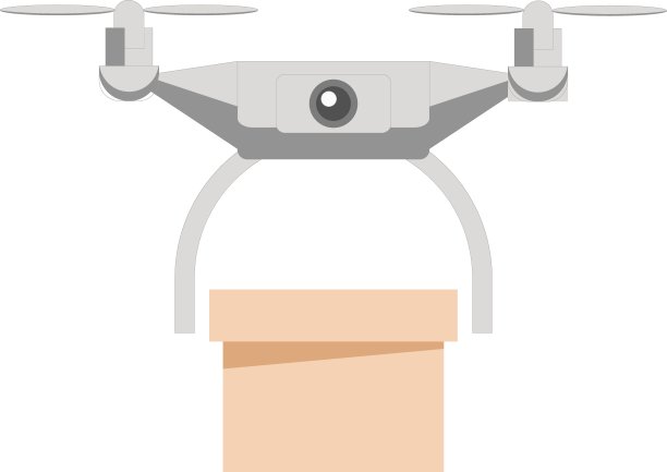 无人机四轴直升机送货箱集装箱。矢量图图片下载