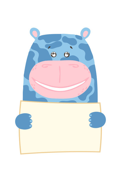 可爱的卡通动物持有标签与复制空间标志。设置贺卡横幅邀请传单小册子。卡通手绘风格。小宠物与空白标志信息板图片下载