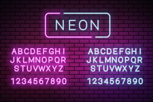 霓虹字母矢量插图图片下载