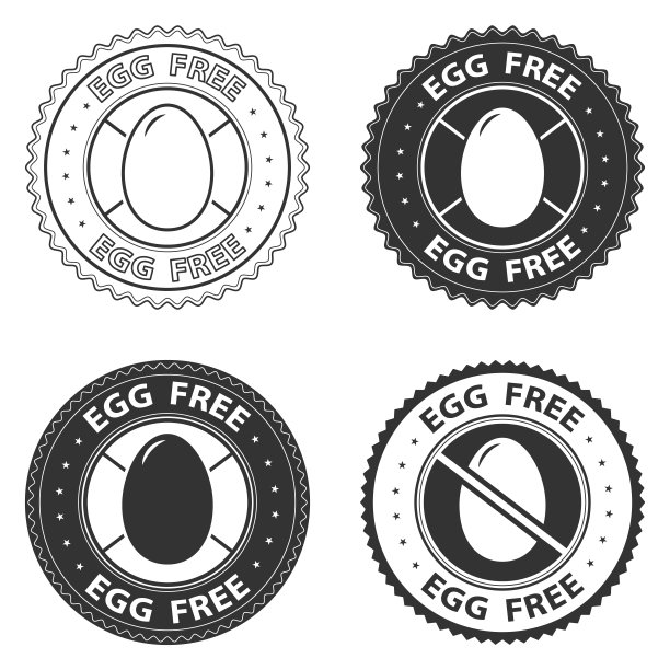 无蛋图标，邮票。矢量插图孤立在白色背景。徽章或贴纸平面设计。健康食品的概念。食品包装无蛋标志或营养产品营养标志。图片下载