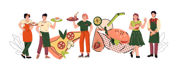 餐厅厨房和管理专业卡通矢量插图孤立。图片下载