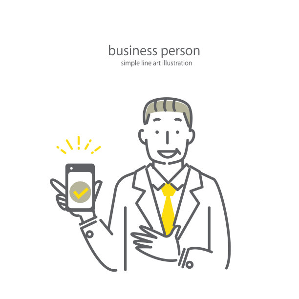 商务人士，简约时尚的线条艺术插图，双色图片下载