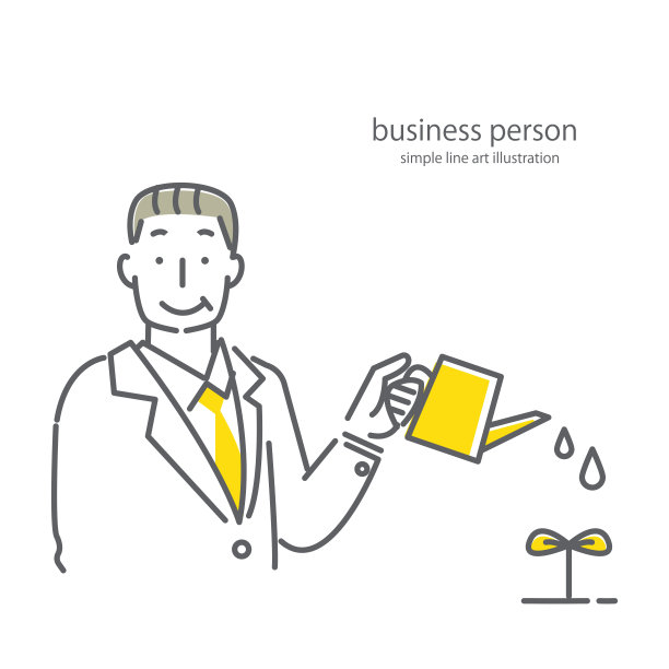 商务人士，简约时尚的线条艺术插图，双色图片下载