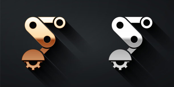 金色和银色变速器自行车后速度折叠图标孤立在黑色背景。长长的阴影风格。向量图片下载