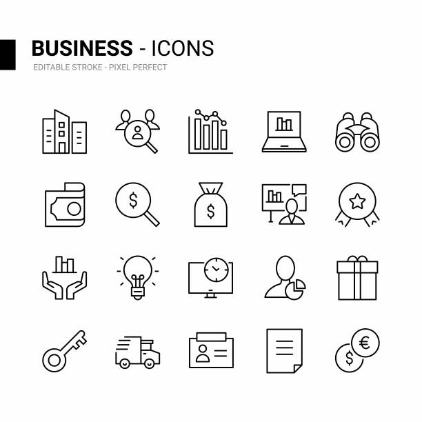 商业可编辑的描边线图标。图片下载