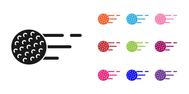 黑色高尔夫球图标孤立的白色背景。设置图标丰富多彩。向量图片下载