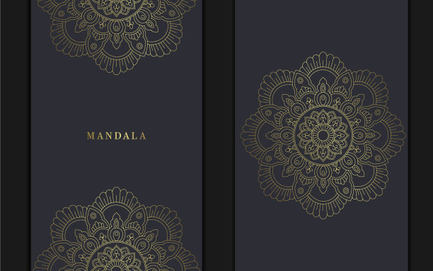 豪华曼陀罗图案背景与金色图片下载