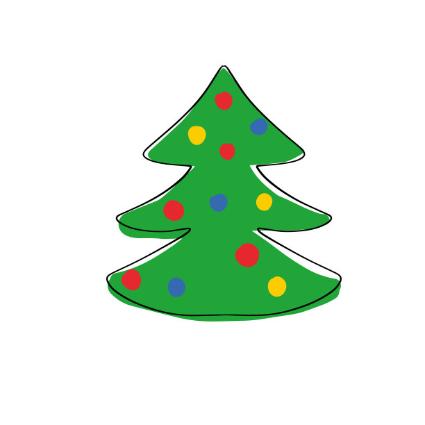 绿色圣诞树标志与玩具隔离上图片下载