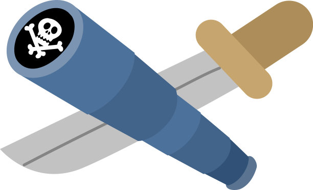 带有黑骷髅标志的海盗望远镜图片下载