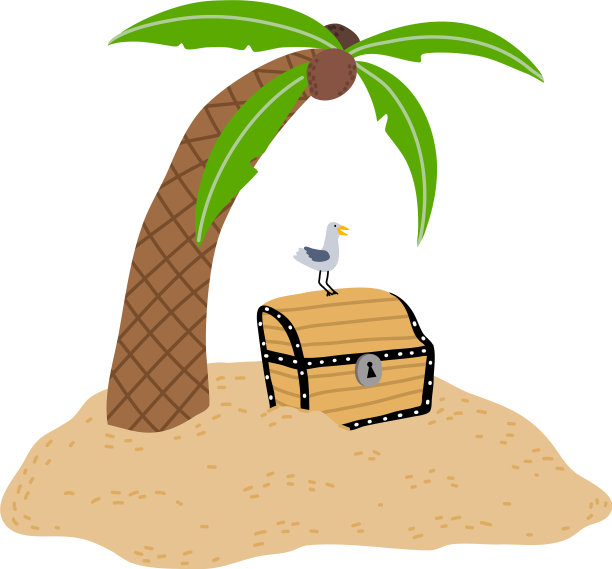 海盗们在沙地上封闭了木箱图片下载