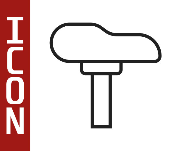 黑色线自行车座位图标孤立的白色背景。鞍座。向量图片下载