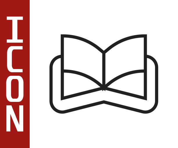 黑线古老的魔法书与炼金术配方和神秘的咒语和结界图标孤立在白色的背景。向量图片下载