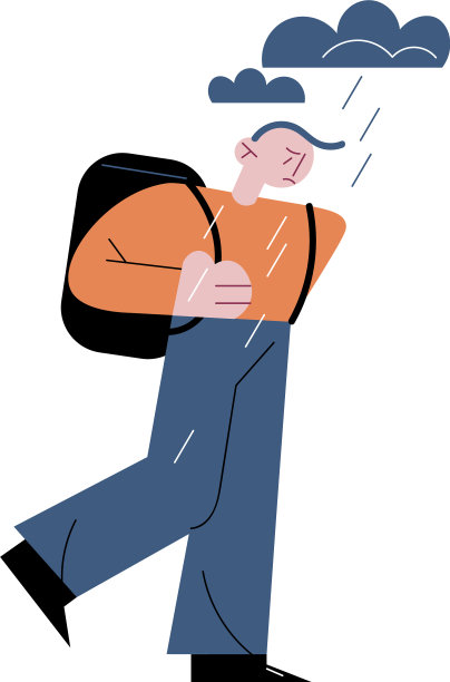 忧伤的人在雨中行走，饱受煎熬图片下载