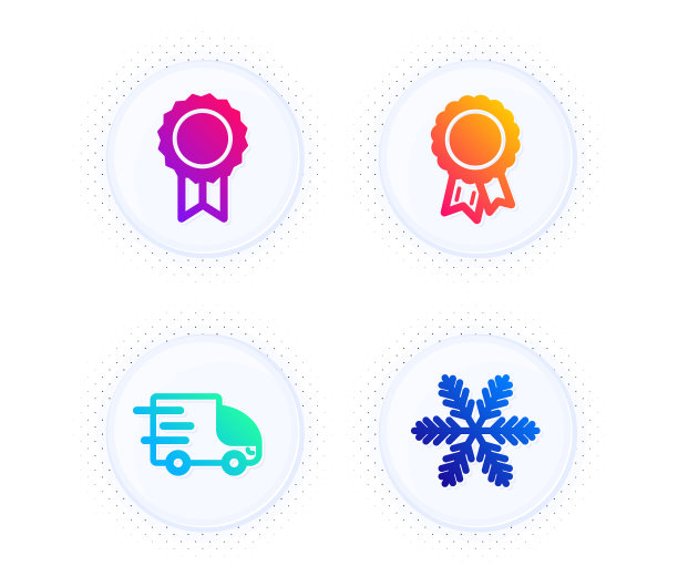 卡车交付成功和奖励图标集图片下载