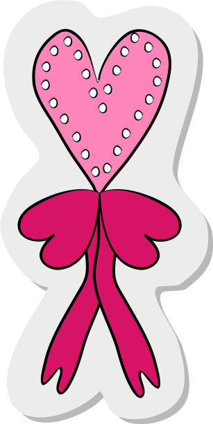 贴纸纹身粉色气球心与丝带图片下载