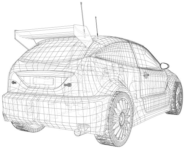 赛车抽象车辆草图线框图片下载