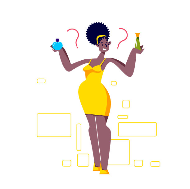 女人在两款香水中选择香水味卡通图片下载