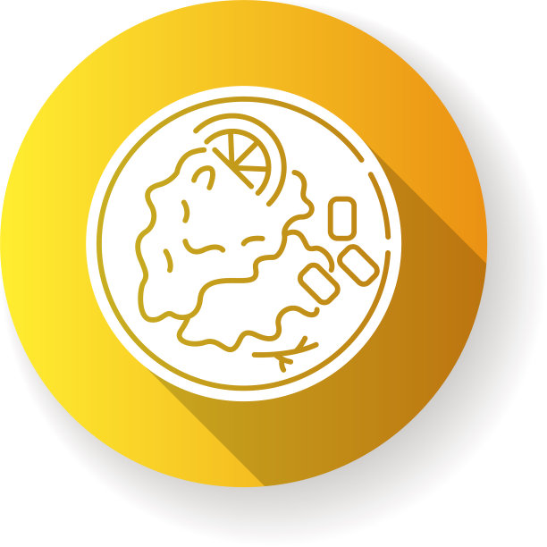 维也纳炸肉排黄色扁平设计长影子图片下载