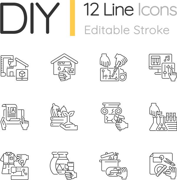 Diy线性图标集图片下载