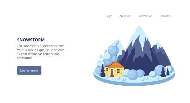 以雪灾为自然灾害的网络横幅，平面矢量插图。图片下载