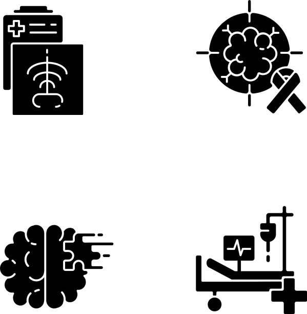 卫生保健服务的黑色字形图标设置图片下载