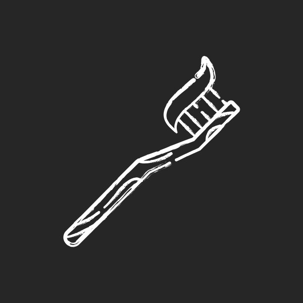 竹牙刷粉笔白色上的图标黑色图片下载