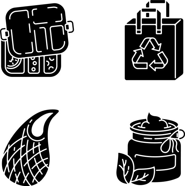 环保产品黑色字形图标图片下载