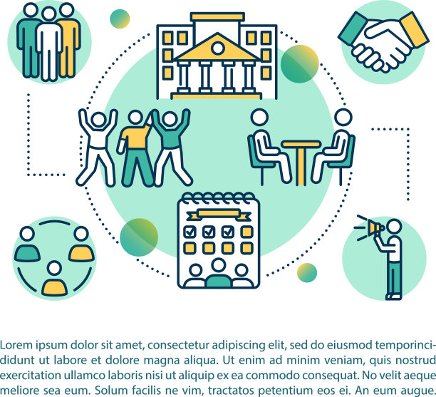 学生活动概念图标与文字图片下载