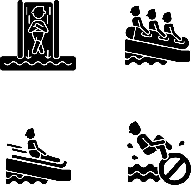 水滑梯类型黑色字形图标设置为白色图片下载