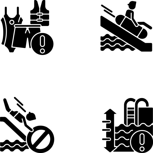 水上乐园规则和限制黑色符号图片下载