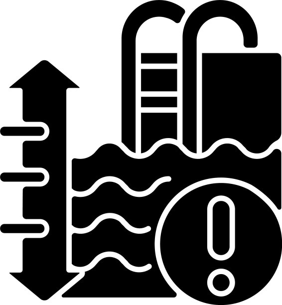 水池深度黑色字形图标图片下载