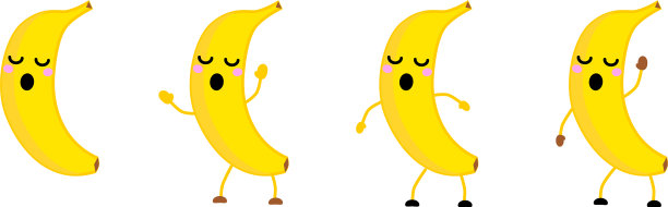 可爱可爱的香蕉水果图标闭上眼睛图片下载