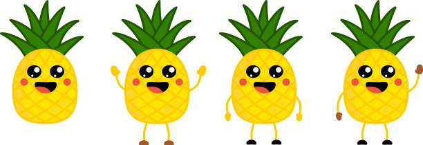 可爱可爱的菠萝式水果图标大眼睛图片下载