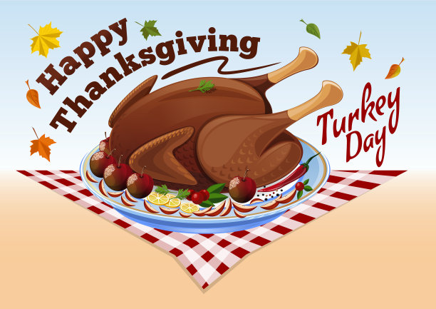 感恩节烤火鸡，感恩节快乐图片下载