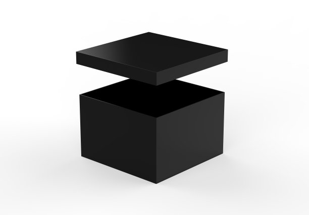 黑色空白刚性颈盒内foxing品牌展示和模拟，3d插图图片下载