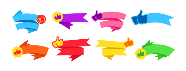 缎带旗帜向上平面设计设置标签图片下载