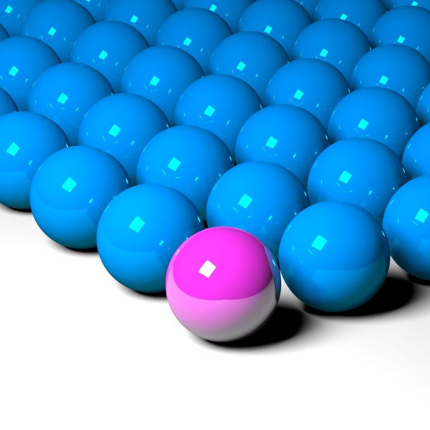 彩色抽象三维圆球，红色和蓝色图案纹理上的白色背景图片下载