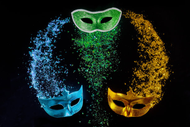 庆祝节日的面具。犹太普林节或狂欢节。图片下载