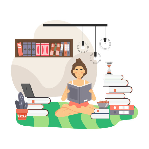 女孩在家里看书图片下载
