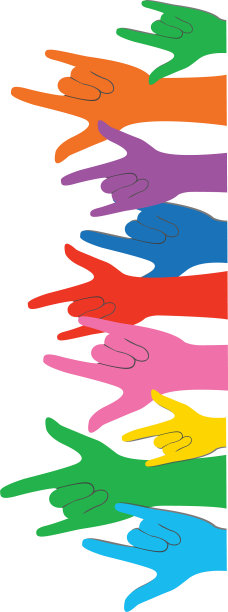 所有颜色的手举起爱的标志和背景图片下载