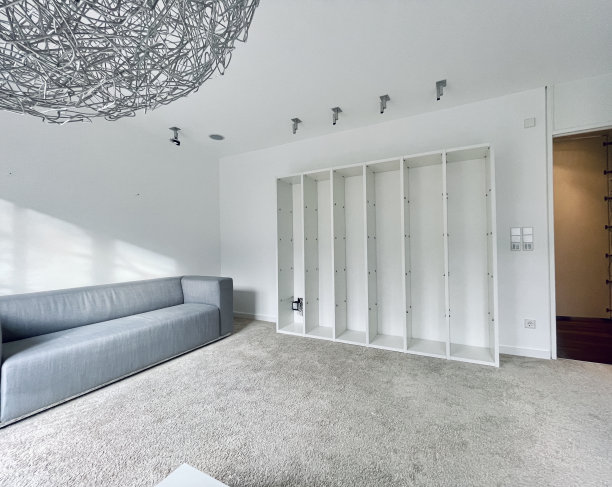 公寓装修:灯具、沙发、空架子图片下载