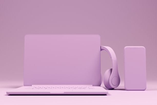 紫色背景上的空屏幕笔记本电脑图片下载